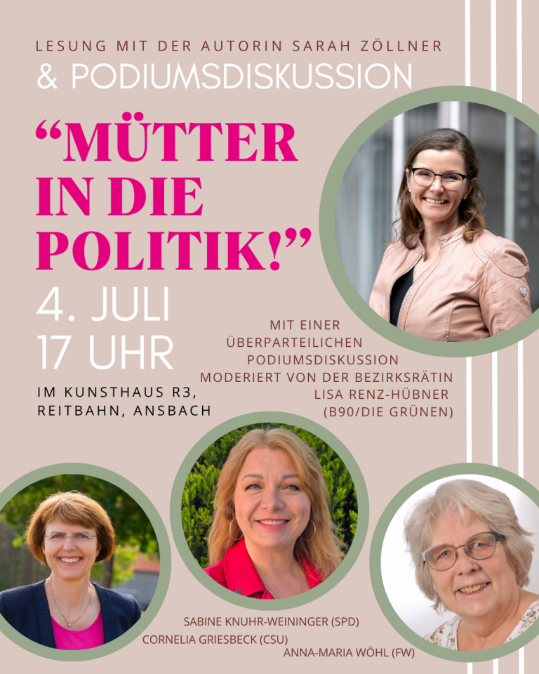 „Mütter in die Politik!“ – Lesung und Gespräch am 4. Juli in Ansbach